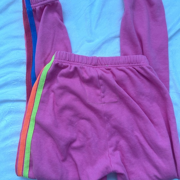 Aviator Nation Hot Pink Women’s 5 stripe sweatpant joggers  Size XS - Picture 7 of 9